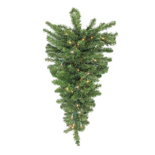 30&#x22; Pre-Lit Canadian Pine Artificial Christmas Teardrop Door Swag